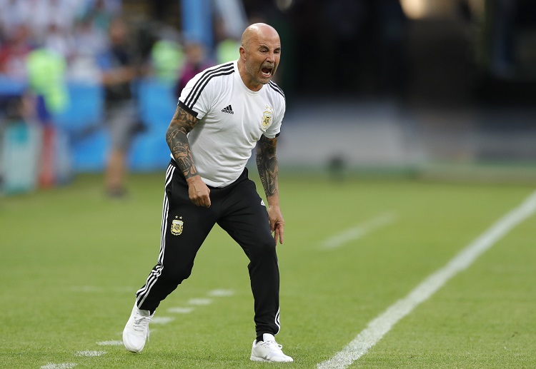 Argentina coach Jorge Sampaoli screams in frustration during their World Cup 2018 game against France