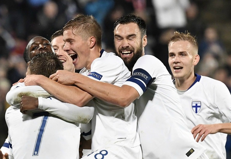 Finland celebrates as they continue to secure the No.1 spot in Group 2 UEFA Nations League