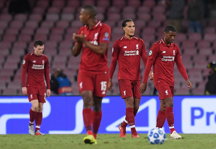 Liverpool players feel disappointed after showing a poor form in their Champions League game against Napoli