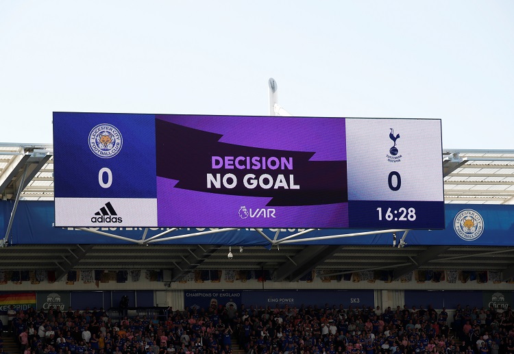 The VAR review  disallowed the goal scored by Wilfred Ndidi during the Premier League match between Leicester and Spurs