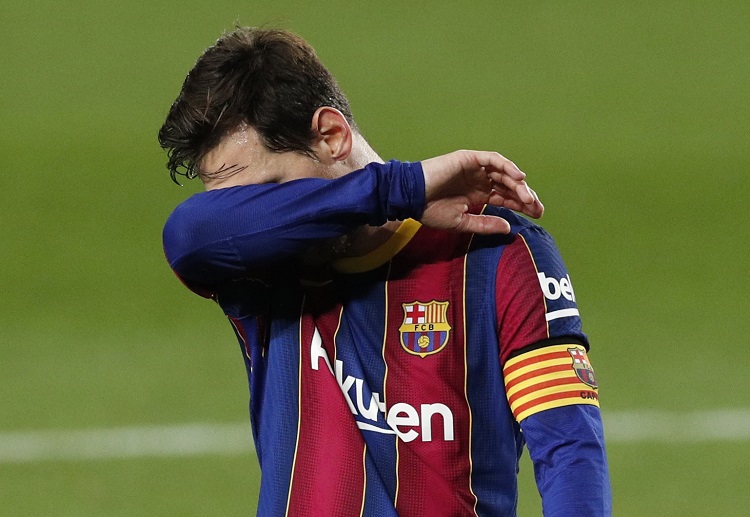 Lionel Messi looking dejected during Barcelona's La Liga game vs Real Betis