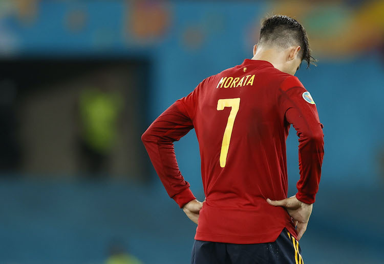 Alvaro Morata looks upset following Spain's 1-1 draw against Poland in Euro 2020 group stage match