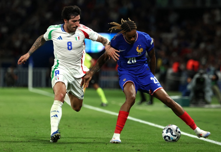 France's Bradley Barcola finds the net just 12 seconds into the match against Italy in the Nations League