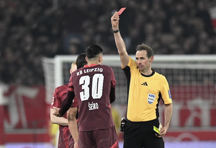 Benjamin Sesko and Lois Openda were sent off during RB Leipzig's match against VfB Stuttgart in the Bundesliga