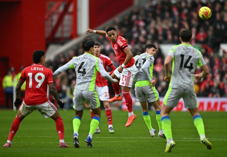 英超联赛 诺丁汉森林由哈钦森在下半场扳平比分。